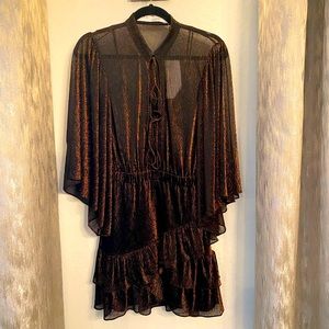 NWT- IRO Size 36 (size S) shimmery bronze flowy sleeve party dress